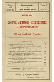  Bulletin du comité d'études historiques et scientifiques de l'AOF - Tome 11 - n°1-2 - Janvier-Juin 1928