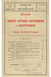  Bulletin du comité d'études historiques et scientifiques de l'AOF - Tome 11 - n°1-2 - Janvier-Juin 1928