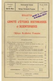 Bulletin du comité d'études historiques et scientifiques de l'AOF - Tome 16 - n°1 - Janvier-Mars 1933 (BCEHSAOF)