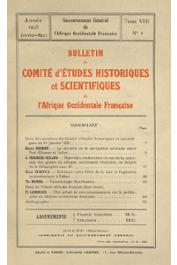  Bulletin du comité d'études historiques et scientifiques de l'AOF - Tome 08 - n°1 - Janvier-Mars 1925