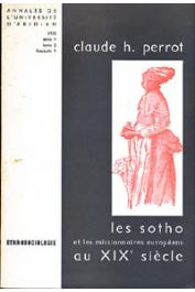  Annales de l'Université d'Abidjan Série F, Tome 2, fasc. 1 - Les Sotho et les missionnaires européens au XIXe siècle