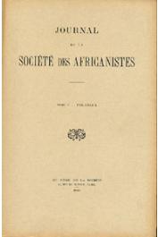 Journal de la Société des Africanistes - Tome 05 - fasc. 1 