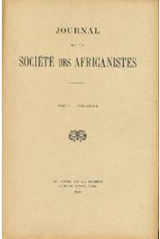 Journal de la Société des Africanistes - Tome 05 - fasc. 1 