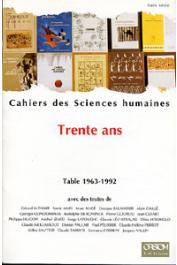  Cahiers ORSTOM sér. Sci. hum., Hors Série - Trente ans