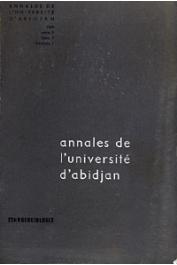  Annales de l'Université d'Abidjan Série F, Tome 1, fasc. 1.