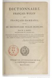  DARD Jean - Dictionnaire Français-Wolof et Français-Bambara suivi du dictionnaire Wolof-Français