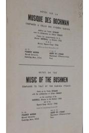  ROUGET Gilbert, GRIMAUD Yvette -  Notes sur la musique des Bochiman comparée à celle des pygmées Babinga / Music of the Bushmen