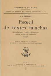  AESCOLY Aaron Zéeb - Recueil de textes Falachas. Introduction. Textes éthiopiens (édition critique et traduction). Index