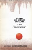  Cahiers ORSTOM sér. Sci. hum., vol. 25, n° 1-2, VERDEAUX François (Coordinateur scientifique) - La pêche. Enjeux de développement et objet de recherche