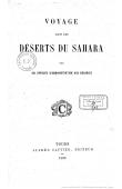  FOLLIE Adrien-Jacques - Voyage dans les déserts du Sahara ; par un officier d'administration aux colonies