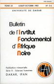 Bulletin de l'IFAN - Série B - Tome 45 - n°3/4 - Juillet/Octobre 1983 